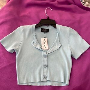 Cider blue button up top